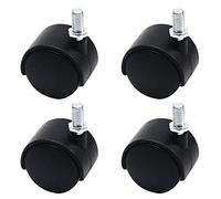 MroMax Ruote girevoli in plastica PP con diametro di 3,7 cm, diametro 8 mm x 13 mm, con stelo filettato da 37 mm, per sedia da ufficio, mensola di merce, colore nero, senza freno, 4 pezzi