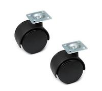 MroMax Ruote girevoli in plastica PP da 5 cm di diametro a 360 gradi, 27 mm x 27 mm, con piastra superiore, doppia ruota da 50 mm, per sedia da ufficio, scaffale, colore nero, senza freno, 2 pezzi