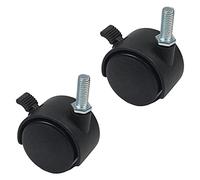 MroMax Ruote girevoli in PP diametro ruota da 4 cm, in plastica a 360 gradi, 8 mm x 20 mm, con stelo filettato da 40 mm, per sedia da ufficio, ripiano per materie prime, colore nero con freno, 4 pezzi