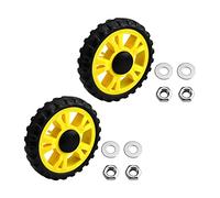 MroMax Ruote per Passeggino da 10,4 cm - Ruota Singola 105 mm x 21 mm per Tubi Circolari da 19 mm - Ricambio in Plastica per Passeggino e Animali Domestici, Nero e Giallo