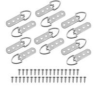 MroMax - Set di 50 ganci per appendere anelli a forma di D, 60 x 15 mm, per appendere foto, foto, cornici, ganci a doppio foro, colore: argento