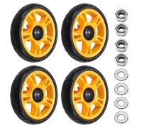 MroMax Set di Ruote per Passeggini 4 Pezzi Schiumatura 12 cm 120x25mm (Diametro x Spessore) Nero e Giallo