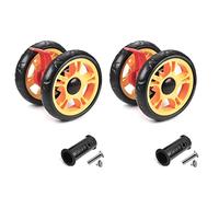 MroMax - Set di ruote per passeggini in plastica, 9,2 cm, 92 x 18 mm (diametro ruota x spessore ruota) nero, giallo e rosso, 2Pcs Foam 12cm Brake Wheel