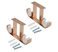 MroMax Staffa per asta per tendaggi in lega di alluminio, supporto per asta doppia per finestra, montaggio a parete e soffitto, oro rosa, 2 pezzi