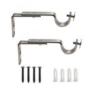 MroMax Staffa per asta per tende in ferro, supporto singolo, supporto per asta per tende da 22 mm, argento, 2 pezzi