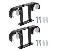 MroMax Staffa per Tendaggi in Lega di Alluminio, Doppia Staffa da Finestra, Supporto da Soffitto per Asta da 28 mm di Diametro, Nera, 2 Pezzi
