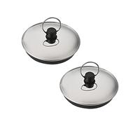 MroMax Tappo di scarico per lavello in acciaio inox, misura 57 mm, con anello per vasca da bagno, cucina, bagno, colore argento, nero
