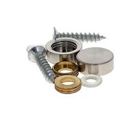 MroMax - Viti a specchio per viti decorative in acciaio INOX spazzolato, 14 mm, 2 pezzi