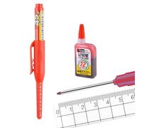 MROOFUL 2 pennarelli a foro profondo, 1 mm, pennarello permanente con punta da 45 mm, portata dell'inchiostro permanente per falegnami, costruttori e costruttori (rosso)