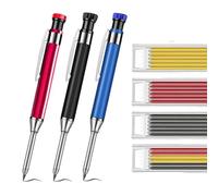 MROOFUL Matita meccanica retrattile in metallo da 2,8 mm con ricariche per temperamatite da falegname Mark 2B piombo rosso nero giallo