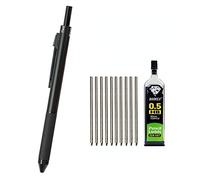 MROOFUL Penna a sfera retrattile 4 in 1 in metallo multicolore da 0,7 mm, con 3 ricariche per penna a sfera a colori + 1 mina in metallo, set di penne a sfera con sensore di gravità (nero)