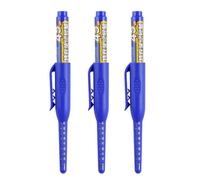 MROOFUL Penna da falegname, colore nero/rosso/blu, 3 penne, punta rotonda da 1 mm, tratto lungo per segnare luoghi difficili da raggiungere, pennino extra lungo 45 mm (blu)