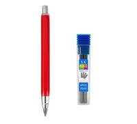 MROOFUL Portamine a 5 colori da 5,6 mm, frizione automatica, con 4 mine 2B4B6B8B, 5,6 mm, matita meccanica da carpentiere, grafite per bozze e scrittura (rosso)