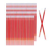 MROOFUL Set di ricariche per penne a inchiostro gel, 20, 50, 100 pezzi, 6 colori (blu, rosso, verde, arancione, viola, nero) con manico lavabile da 0,5 mm, per penne gel cancellabili (rosso, 100)
