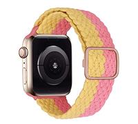 MroTech Nylon Loop Compatibile con Cinturino Watch 40mm 38mm 41mm Nylon Elastico Sportivo Cinturino di Ricambio per iWatch Series 7/6/5/4/3/2/1/SE Band 38/40/41 mm per Uomo Donna,Rosa/Giallo