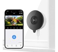 Mrowly 2K Telecamera per Finestre da 3MP, Telecamera Interno Wifi 2.4G/5G, Con Visione Notturna a Colori, Rilevamento Personali/Veicoli, Sorveglianza 24/7, Senza Perforazioni, Adatta per l'esterno