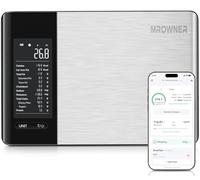 MrOwner Smart Food - Bilancia da cucina con calcolatrice nutrizionale, app gratuita con 19 nutrienti per tracciare, calorie, marco, peso digitale in grammi e once per la perdita di peso, in acciaio