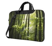 MROWYC Elegante borsa a tracolla per computer portatile con stampa in bambù moso, valigetta per affari a doppio scopo, grande capacità di archiviazione, Nero , 15.6 inch