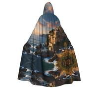 MROWYC Elegante mantello con cappuccio con stampa dello splendore delle Cinque Terre, per feste, carnevale, cosplay