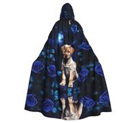 MROWYC Elegante mantello con cappuccio con stampa di rose blu, per feste, carnevale, cosplay