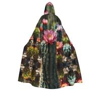 MROWYC Elegante mantello con cappuccio stampato a forma di cactus color fata, per feste, carnevale, cosplay, feste