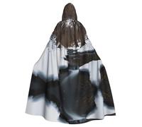 MROWYC Elegante mantello con cappuccio stampato con flussi di scongelamento, per feste, carnevale, cosplay