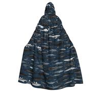 MROWYC Elegante mantello con cappuccio stampato dell'oceano delle balene - Costume per feste di Natale/Carnevale