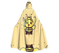 MROWYC Mantello/mantello con cappuccio stampato ape gialla, costume cosplay per feste, mantello in maschera a tema