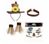 Mrqqmake Set di accessori da strega per adulti - spaventapasseri costume con cappelli | copricapo da donna carnevale Halloween Party