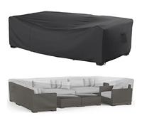 Mrrihand Copertura Tavolo Esterno 270x180x90 cm, Copritavolo Esterno Impermeabile 600D Oxford, Anti-UV, Copertura Tavoli Giardino con Uscita d'aria per Tavoli e Sedie, Divani, Mobili in Rattan