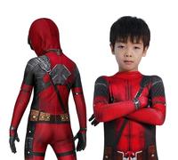 MRRTIME 2024 Costume da Eroi di Halloween per Ragazzi, Tutina Cosplay 3D Stampata con Copricapo, Outfit Bodysuit per Bambini, Taglia 10-12 (rosso-02, 100)