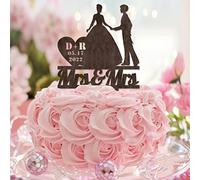 Mrs And Mrs Silhouette Cake Topper Due Spose Silhouette 2 Donne Festa di Nozze Forniture Personalizzate Coppia Nomi Est Date Donne Regali di Nozze Legno