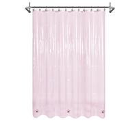 Mrs Awesome Tenda da doccia con 3 calamite, 183 x 183 cm, 4G, PEVA, tenda da doccia in plastica leggera e impermeabile, per bagno, 183 x 183 cm, rosa trasparente