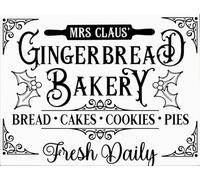 Mrs Claus Gingerbread Bakery Fresh Daily Christmas cartelli in alluminio divertente metallo arte poster regalo casa bar decorazione da parete accessori per porta 20,3 x 30,5 cm