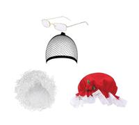 Mrs. Clause Cappello Santa Capelli Occhiali Collana Grembiule Set Costume di Natale Accessori Per Le Donne Kid Cosplay Barba Set