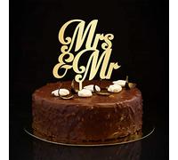Mrs & Mr Wedding Anniversary Cake Topper Silhouette Country Bride and Groom Cake Topper per fidanzamento Bride to Be Party Supplies Regali di nozze per coppia Oro 15,2 cm