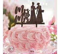 Mrs & Mrs Wedding Cake Topper Personalizza Cognome Data Paese 2 Spose Wedding Cake Topper Silhouette LGBT Forniture per feste di nozze Donne Regali di nozze Legno