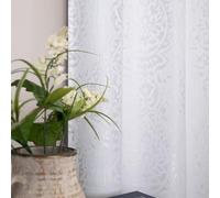 Mrs.Naturall Tende bianche damascate marocchine 3D jacquard ricamate in rilievo lunghe 160 cm per camera da letto e soggiorno, set da 2 pannelli