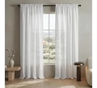 Mrs.Naturall, tende per soggiorno, 2 pannelli, con tasca per asta, lino semi velato, extra large, per casa, ufficio, hotel, appartamento, veranda, loft, 152 cm x 274 cm (larghezza x lunghezza), bianco