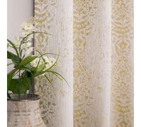 Mrs.Naturall Tende semi-velate color oro giallo 274 cm per soggiorno, set di 2 pannelli, motivo damascato, tende di lusso per camera da letto, 132 x 274 cm di lunghezza