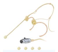 MRSDY Microfono auricolare professionale, compatibile con sistema wireless Shure, microfono a condensatore omnidirezionale doppio over-ear, mini XLR a 4 pin, lunghezza cavo 42 pollici (beige)