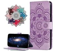 MRSTER Honor View 20 Custodia Flip, Goffratura Design Case in PU Pelle Internamente Silicone TPU Cover Portafoglio Cover Premium Custodia per Huawei Honor View 20. LD Mandala Purple