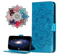 MRSTER Honor View 20 Custodia Flip, Goffratura Design Case in PU Pelle Internamente Silicone TPU Cover Portafoglio Cover Premium Custodia per Huawei Honor View 20. LD Mandala Blue