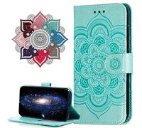 MRSTER Huawei Y7 2018 Custodia Flip, Goffratura Design Case in PU Pelle Internamente Silicone TPU Cover Portafoglio Cover Premium Custodia per Huawei Y7 2018 / Honor 7C. LD Mandala Green
