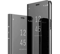 MRSTER Samsung A12 Cover, Mirror Clear View Standing Cover Full Body Protettiva Specchio Flip Custodia per Samsung Galaxy A12. Flip Mirror: Black