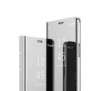 MRSTER Samsung Galaxy Note 10 Cover, Mirror Clear View Standing Cover Full Body Protettiva Specchio Flip Custodia per Samsung Galaxy Note 10. Flip Mirror: Silver