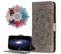 MRSTER Samsung M31 Custodia Flip, Goffratura Design Case in PU Pelle Internamente Silicone TPU Cover Portafoglio Cover Premium Custodia per Samsung Galaxy M31. LD Mandala Grey