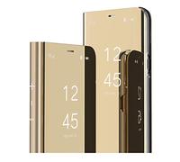 MRSTER Samsung Note 20 Cover, Mirror Clear View Standing Cover Full Body Protettiva Specchio Flip Custodia per Samsung Galaxy Note 20 / Note20 5G. Flip Mirror: Gold