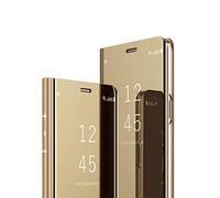 MRSTER Samsung S10e Cover, Mirror Clear View Standing Cover Full Body Protettiva Specchio Flip Custodia per Samsung Galaxy S10e. Flip Mirror: Gold