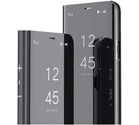 MRSTER Xiaomi Mi 11 Lite 5G Cover, Mirror Clear View Standing Cover Full Body Protettiva Specchio Flip Custodia per Xiaomi Mi 11 Lite 4G / 5G. Mirror: Black